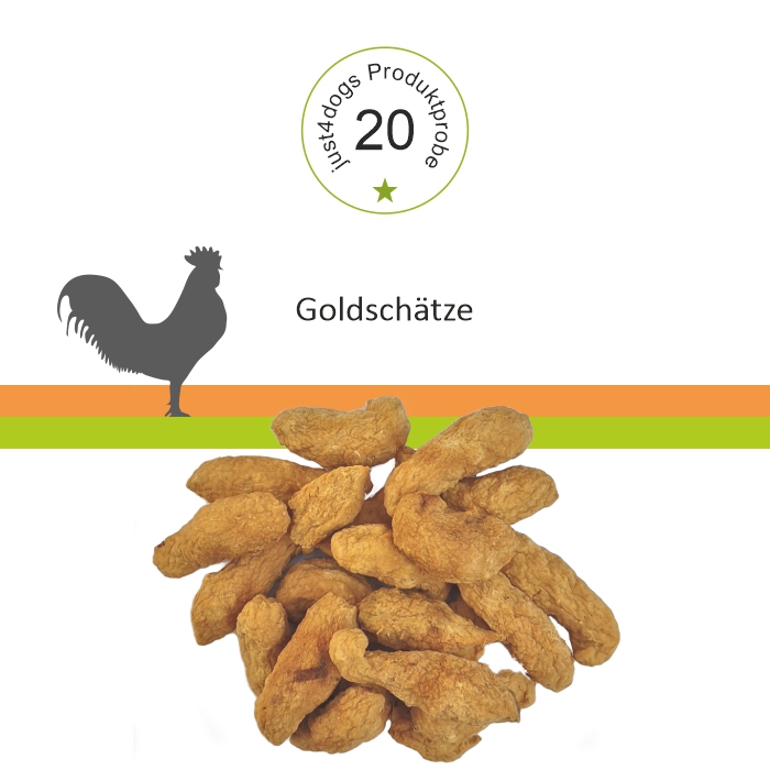 Probepackung - Goldschätze - 100% Hähnchenfleisch - luftgetrocknet - Kauartikel für Hunde