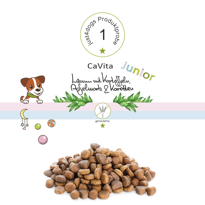 Probepackung - CaVita Welpe und Junior Lamm mit Kartoffeln, Apfelmark & Karotten, getreidefrei