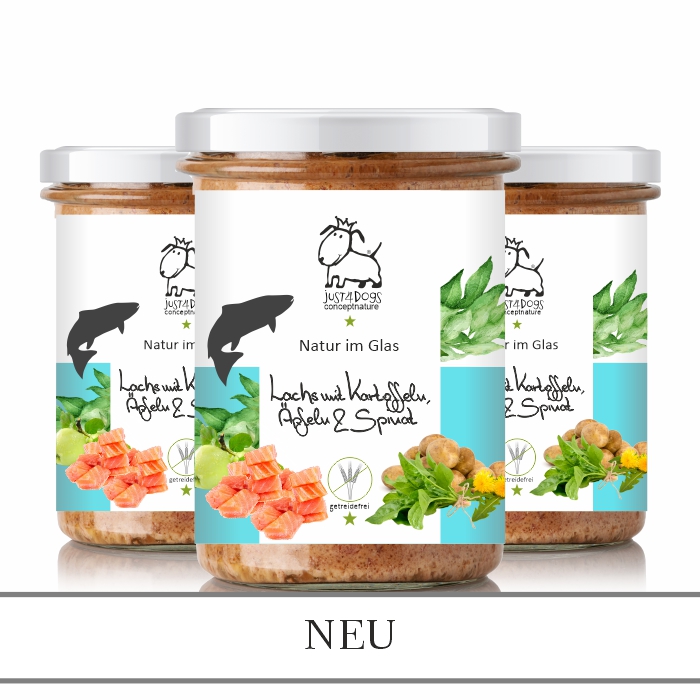 Natur im Glas - Lachs mit Kartoffeln, Äpfeln & Spinat - getreidefrei