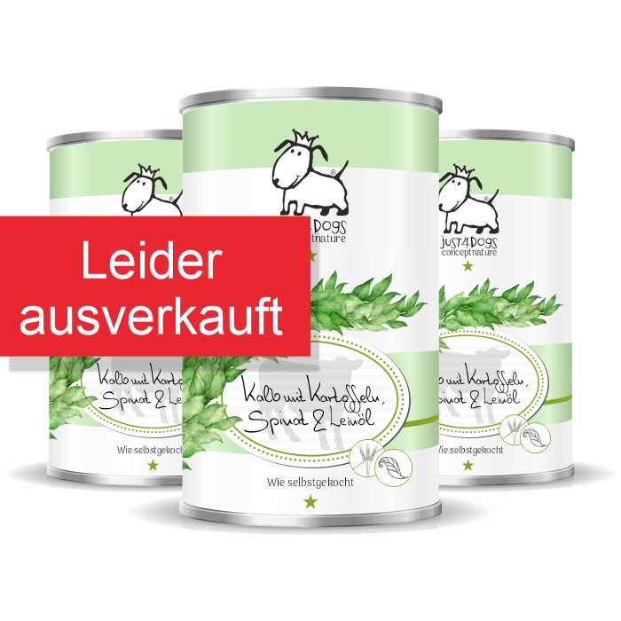 Wie selbstgekocht Kalb-Menü 400g mit Kartoffeln, Spinat & Leinöl - getreidefrei